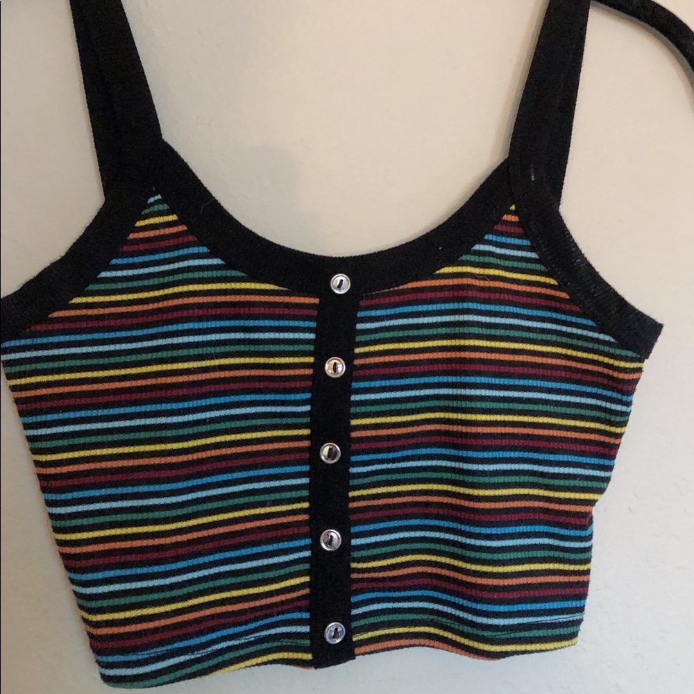 Rainbow Buttoned Crop Top